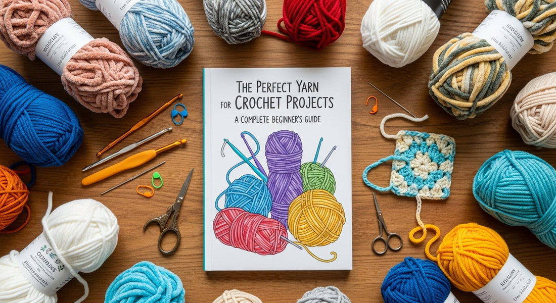 A beginner-friendly guide to selecting the right yarn for crochet projects, covering fibers, weights, colors, and tips for beginners.