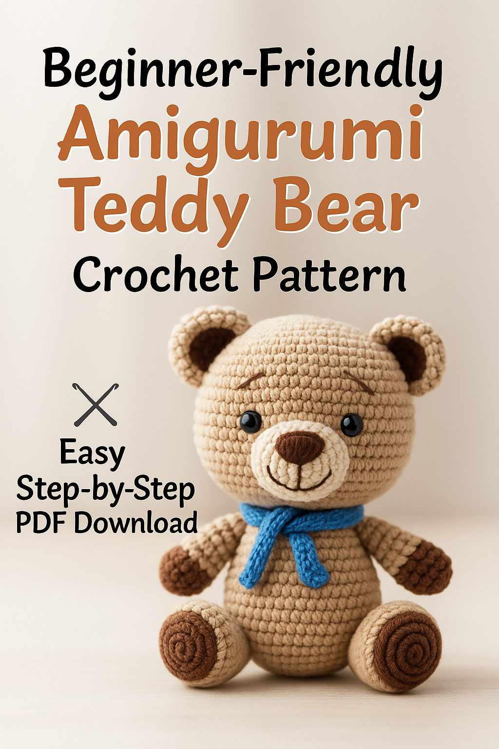 Beginner-Friendly Amigurumi Teddy Bear Crochet Pattern | Easy Step-by-Step PDF Download